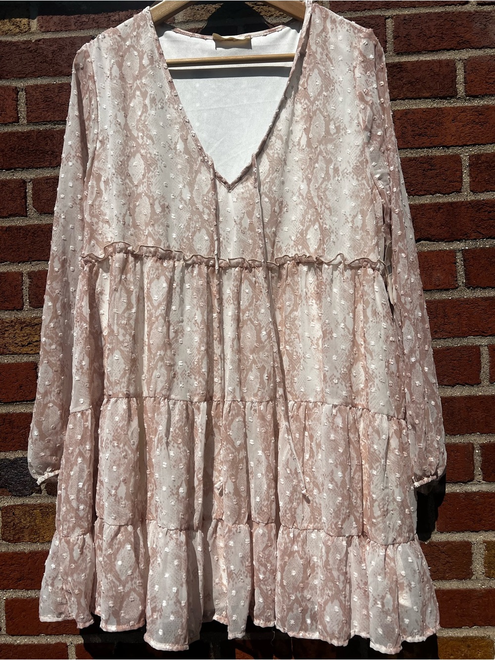 Altar'd State Womens Snakeskin Print Long Sleeve Airy Babydoll Dress size Med